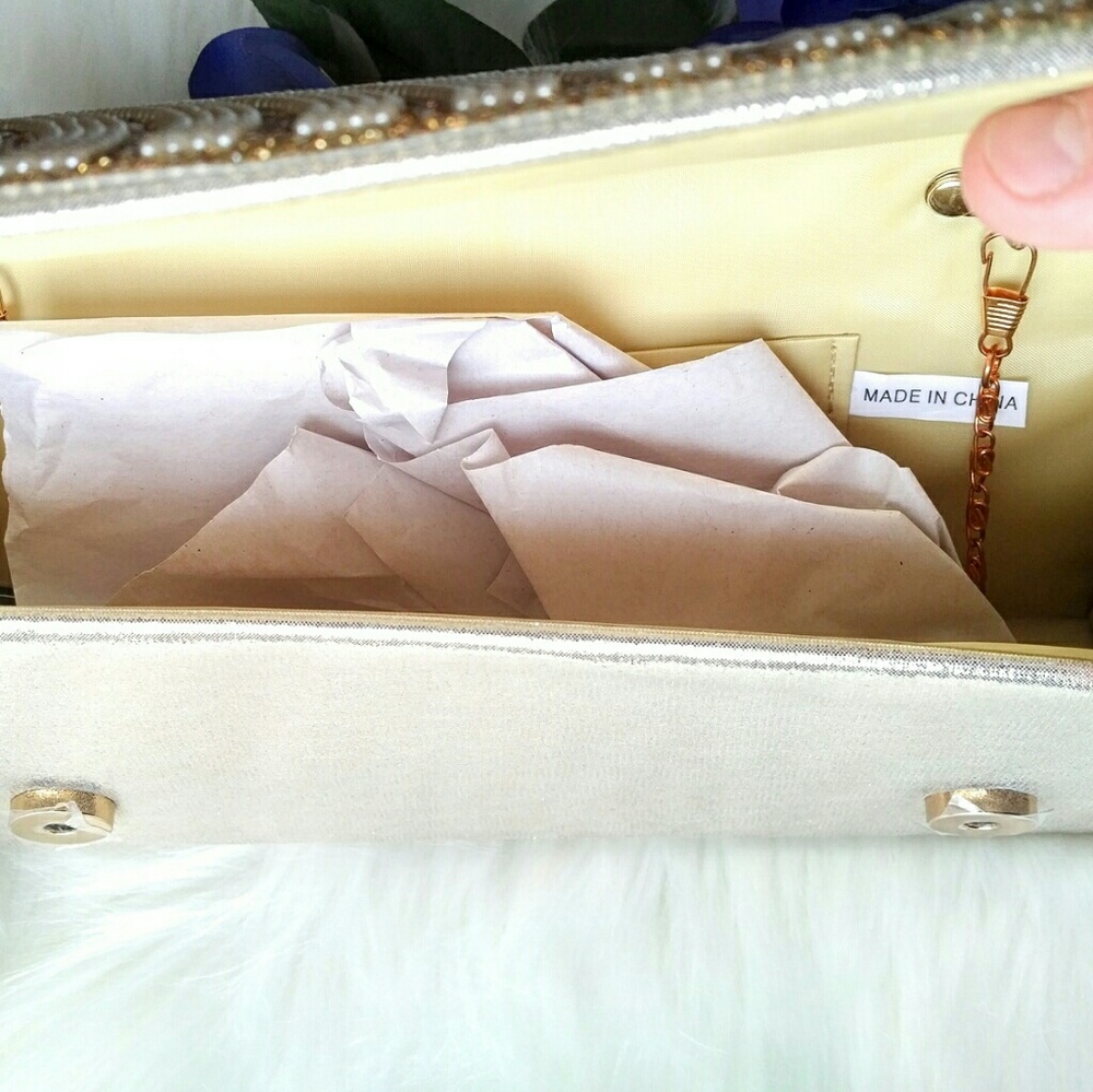 Sophia Collection Gold Stone & Pearl Clutch Bag - Picture 6 of 8